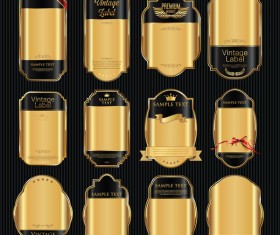 Luxury golden with black blank labels vector