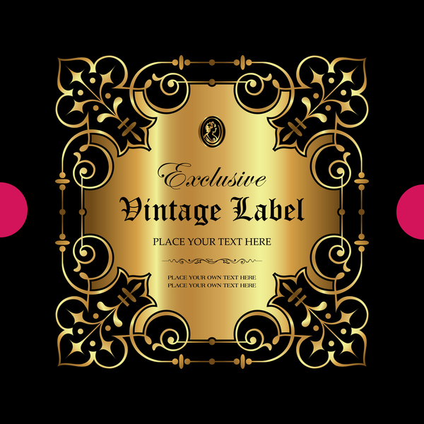 Luxury ornamental gold label vector material 04