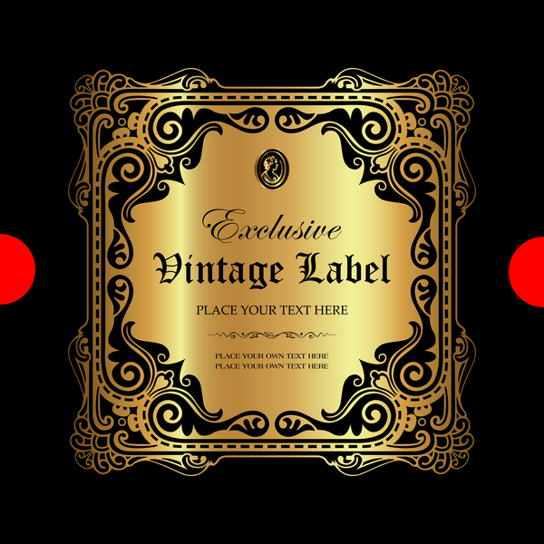 Luxury ornamental gold label vector material 05