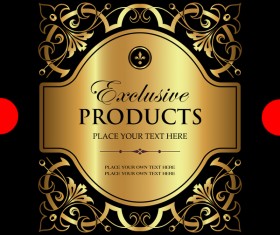 Luxury ornamental gold label vector material 07