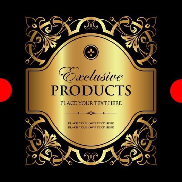 Luxury ornamental gold label vector material 07