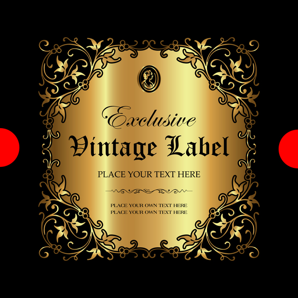 Luxury ornamental gold label vector material 08