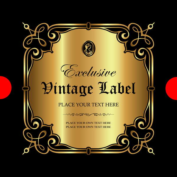 Luxury ornamental gold label vector material 09
