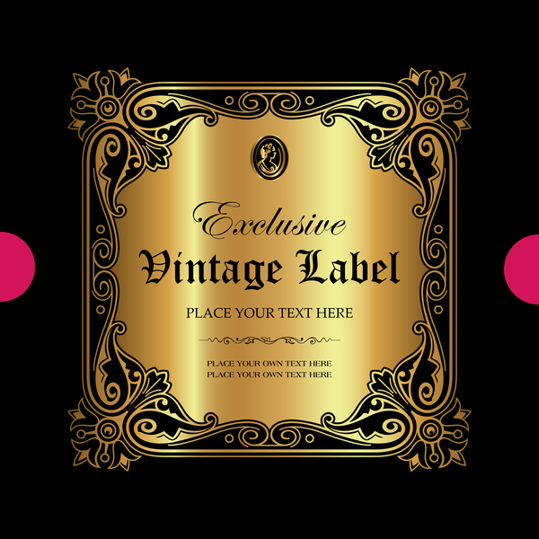 Luxury ornamental gold label vector material 10
