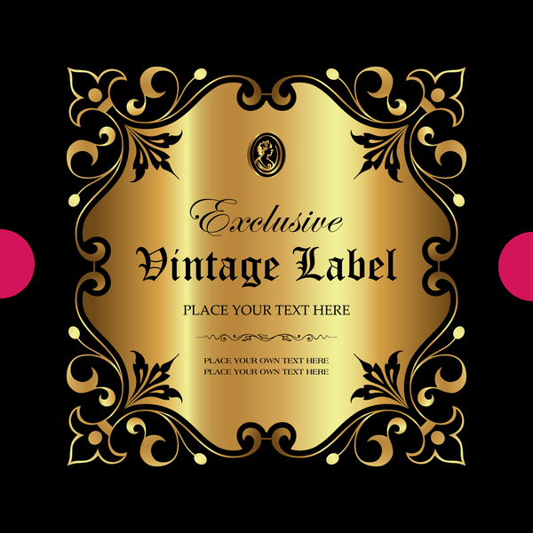 Luxury ornamental gold label vector material 11