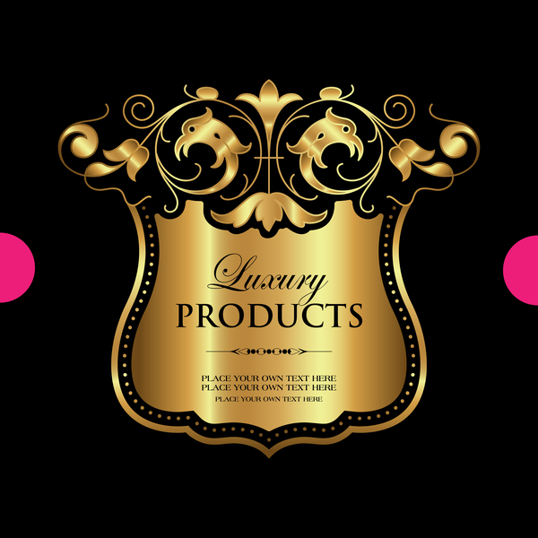 Luxury ornamental gold label vector material 12