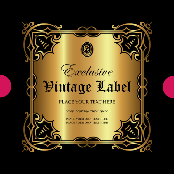 Luxury ornamental gold label vector material 13