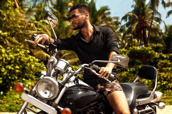 Man riding on a motorcycle Stock Photo 02