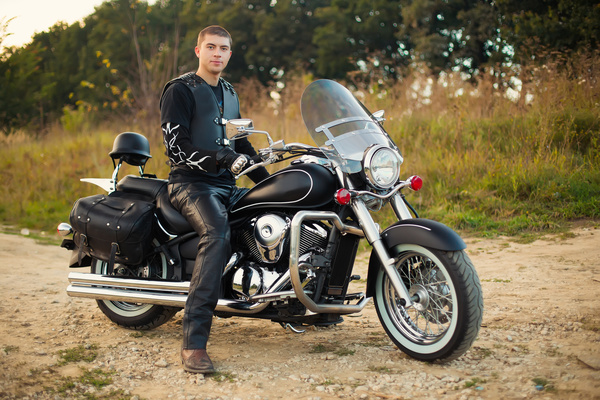 Man riding on a motorcycle Stock Photo 03