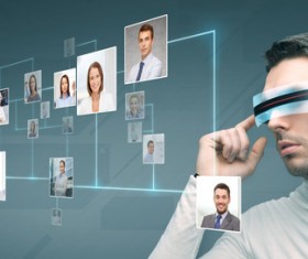 Man with futuristic glasses and sensors Stock Photo 04