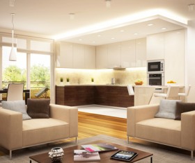 Meeting room with open kitchen Stock Photo