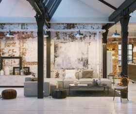 Modern decoration with red brick wall Stock Photo