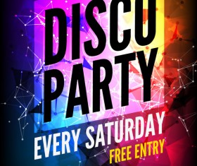 Modern disco party poster template vector 01