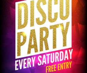 Modern disco party poster template vector 03
