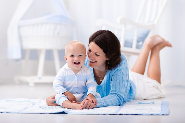 Mother and baby happy smile Stock Photo