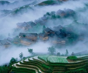 Mountain village households Stock Photo