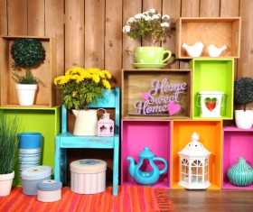 Multifunctional color bookshelves Stock Photo 02