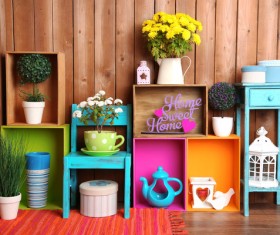 Multifunctional color bookshelves Stock Photo 06