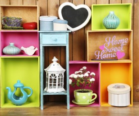 Multifunctional color bookshelves Stock Photo 08