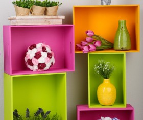 Multifunctional color bookshelves Stock Photo 09