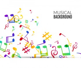 Musicbackground and colored musical notes vector 02