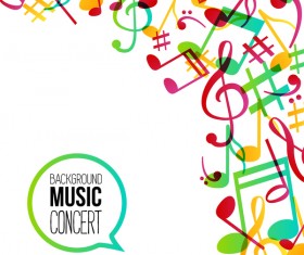 Musicbackground and colored musical notes vector 03