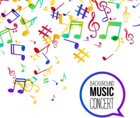 Musicbackground and colored musical notes vector 04
