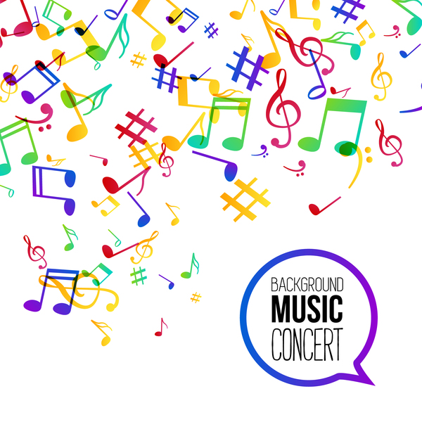 Musicbackground and colored musical notes vector 04