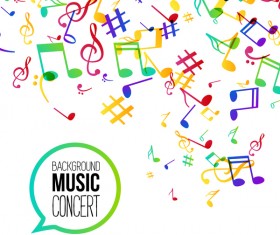 Musicbackground and colored musical notes vector 05