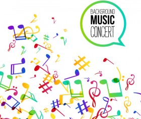 Musicbackground and colored musical notes vector 06