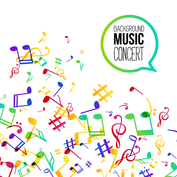 Musicbackground and colored musical notes vector 06