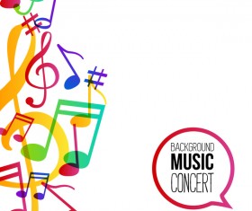 Musicbackground and colored musical notes vector 07