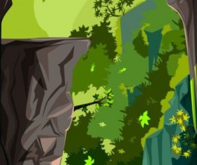 Nature landscape with high trees vector material 03