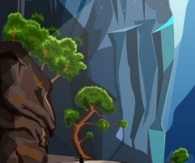 Nature landscape with high trees vector material 06