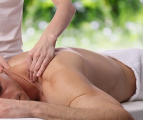 Neck massage technique Stock Photo