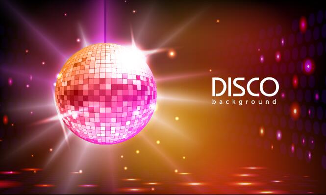 Neon ball with disco background vector 01