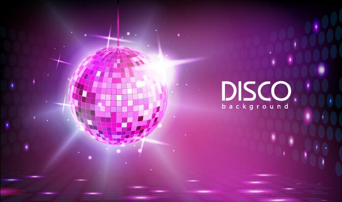 Neon ball with disco background vector 02