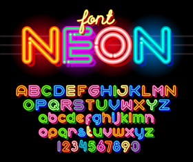 Neon font colorful vector
