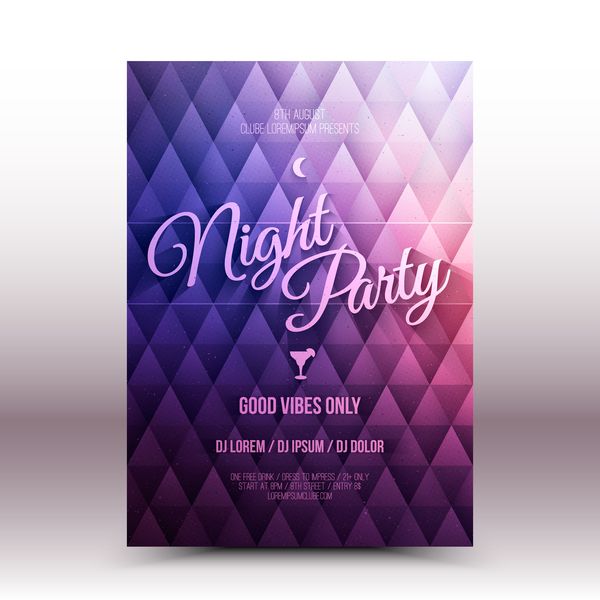 Night party flyer template vector