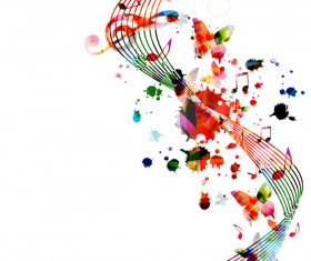 Notes and butterflies music background vector 01