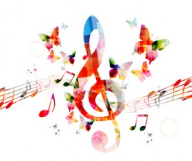 Notes and butterflies music background vector 05