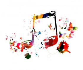 Notes and butterflies music background vector 07
