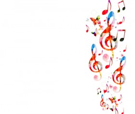 Notes and butterflies music background vector 09