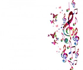Notes and butterflies music background vector 10