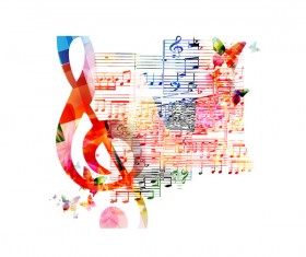 Notes and butterflies music background vector 12