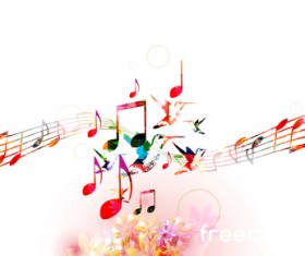 Notes and butterflies music background vector 13