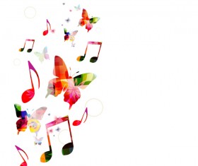 Notes and butterflies music background vector 15