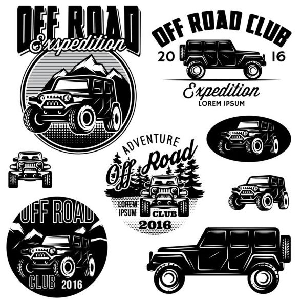 Off road club logos creative vector