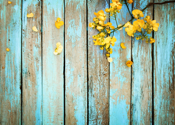 Old wooden background flowers Stock Photo 01