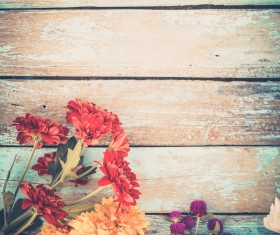 Old wooden background flowers Stock Photo 02